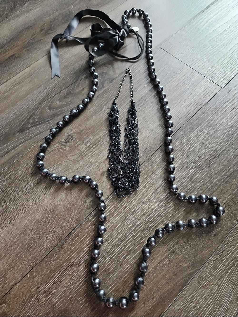 Vintage Nina Ricci Pearl & Satin Ribbon Statement Set